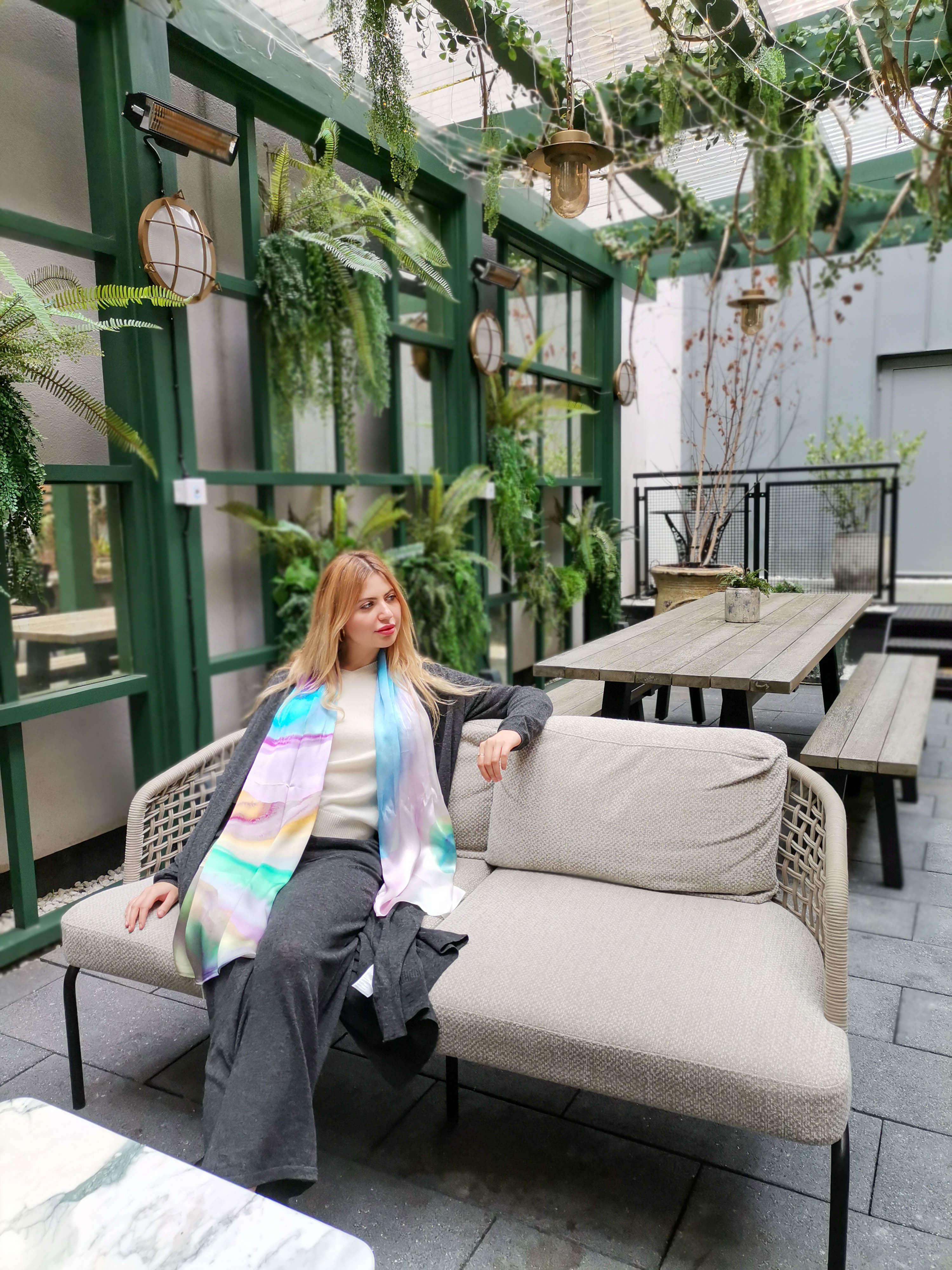 Silk Scarf Collecitons|Blossom Range|Rainbow Pastel Design|Long Silk Scarf - Vshine Silk and Shine 