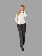 Pure Merino Wool Roll Neck Jumper Seamless Polo Roll Neck Sweater - Vshine Silk and Shine 