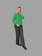 Pure Merino Wool Crew Neck Green - Vshine Silk and Shine 