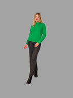 Pure Merino Wool Crew Neck Green - Vshine Silk and Shine 