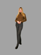Pure Merino Wool Roll Neck Jumper Brown - Vshine Silk and Shine 