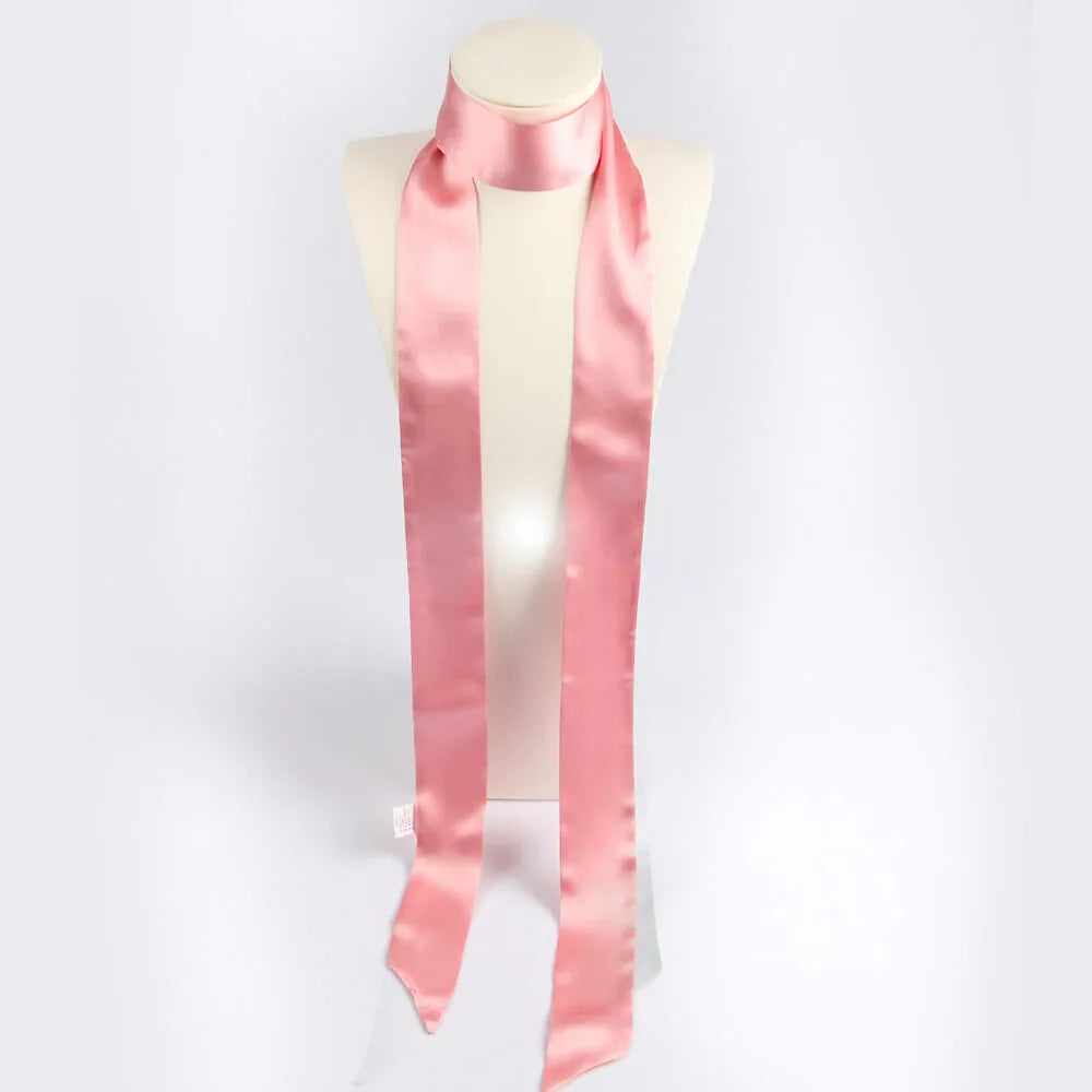 Skinny Satin Mulberry Silk Scarf Dusty Pink - Vshine Silk and Shine 