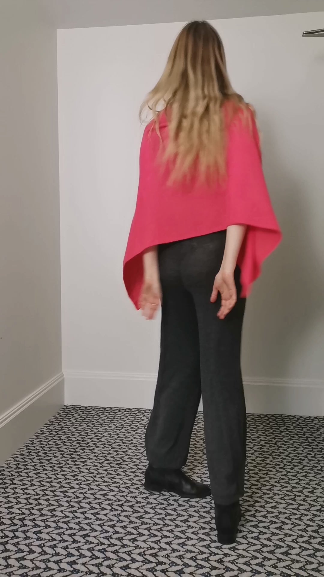Pure Cashmere Poncho — Orange