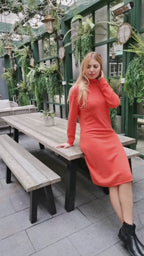 100% Cachemire Tricots pour femmes Robe en pur cachemire Orange chaud