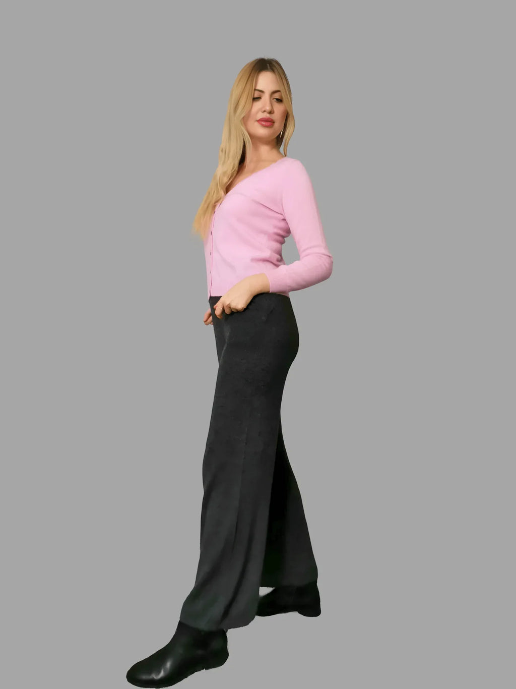 Pure Cashmere V-Neck Cardigan – Pale Pink - Vshine Silk and Shine 