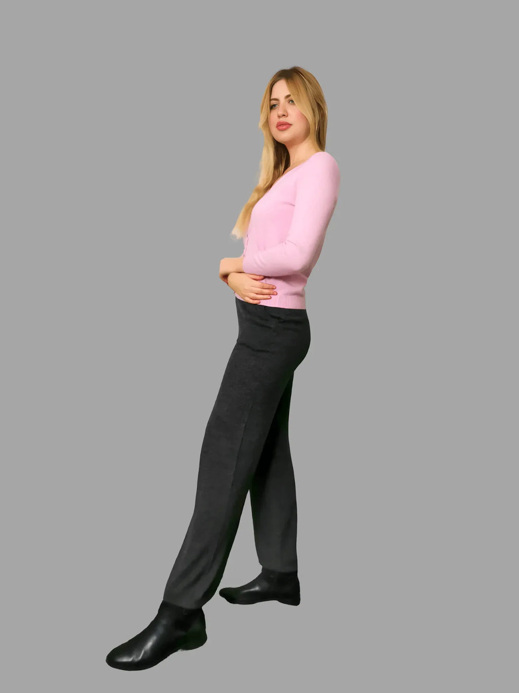 Pure Cashmere V-Neck Cardigan – Pale Pink - Vshine Silk and Shine 