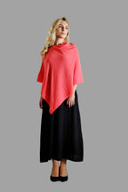 100% Cashmere Poncho in Orange Colour - Vshine Silk and Shine 