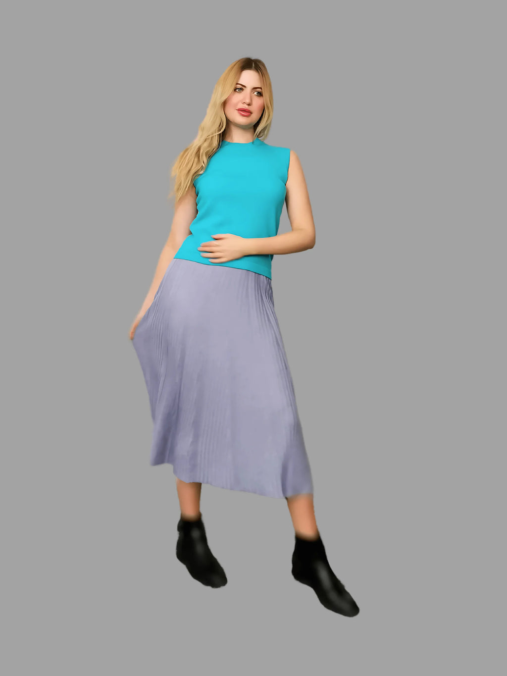 100% Cashmere Women's Knitwear Sleeveless Sweater Cashmere Vest Turquoise Blue - Vshine Silk and Shine 