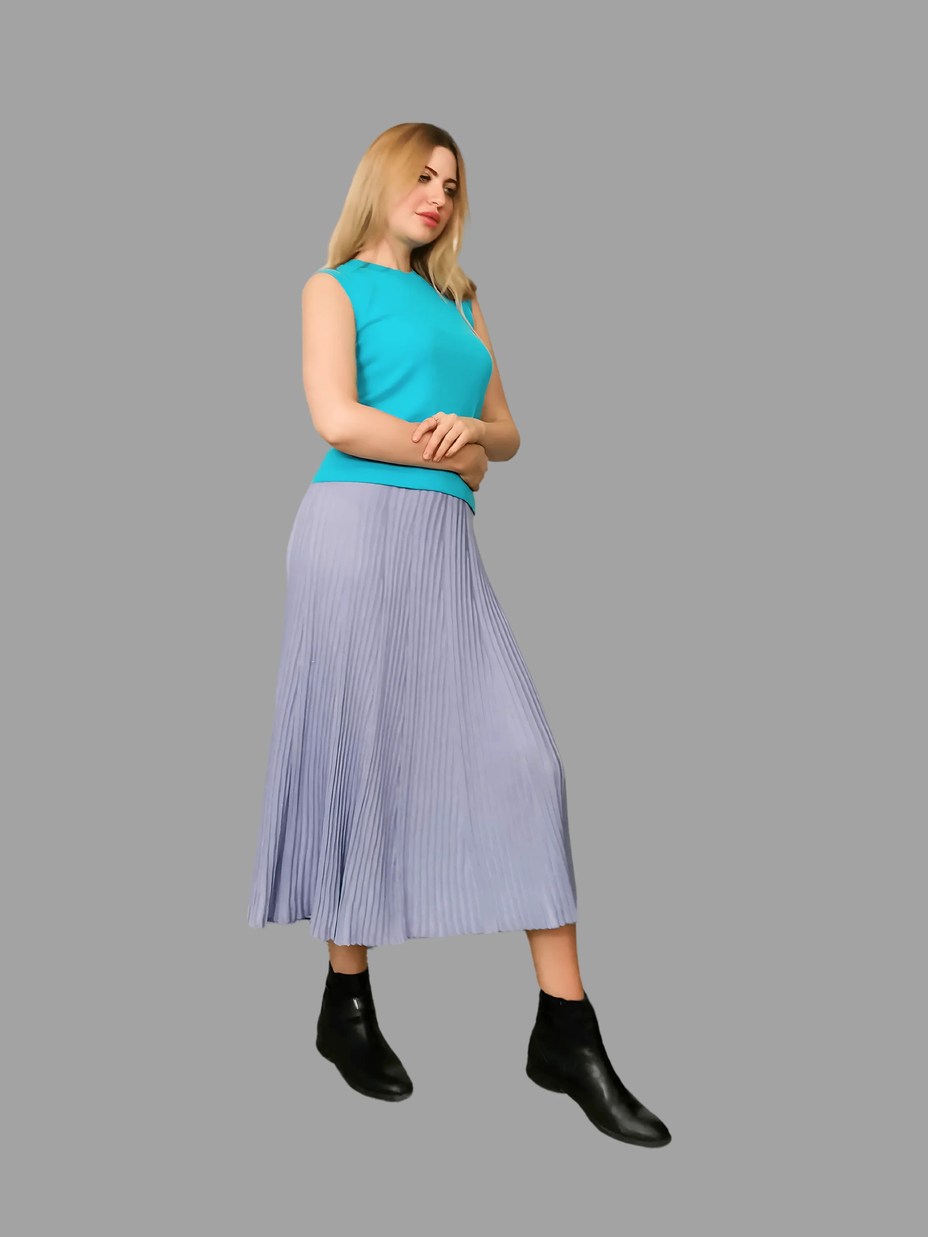 100% Cashmere Women's Knitwear Sleeveless Sweater Cashmere Vest Turquoise Blue - Vshine Silk and Shine 