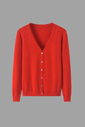 Pure Cashmere V-Neck Cardigan Orange - Vshine Silk and Shine 