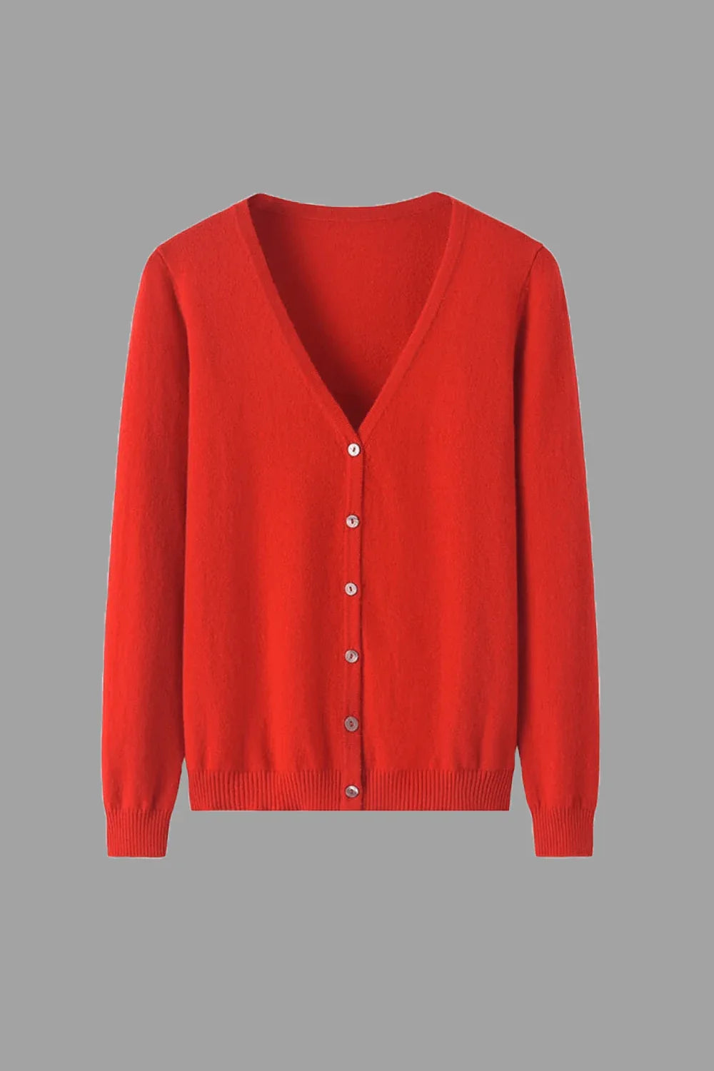 Pure Cashmere V-Neck Cardigan Orange - Vshine Silk and Shine 
