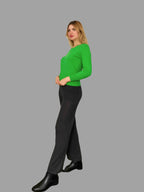 Pure Cashmere V-Neck Jumper Green - Vshine Silk and Shine 