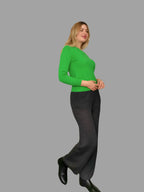 Pure Cashmere V-Neck Jumper Green - Vshine Silk and Shine 