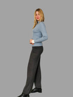 Superfine Pure Merino Wool Funnel Neck Jumper Blue - Vshine Silk and Shine 