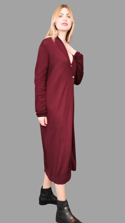 Pure Yak Longline Cardigan Burgundy