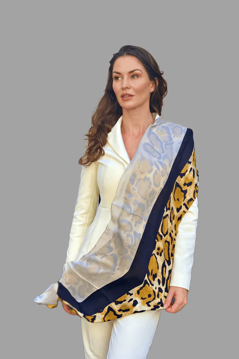 Rainbow Range|Animal Leopard Skin|Natural|Long Silk Scarf - Vshine Silk and Shine 