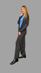 Pure Yak Wool Longline Cardigan in Grey One size - Vshine Silk and Shine 