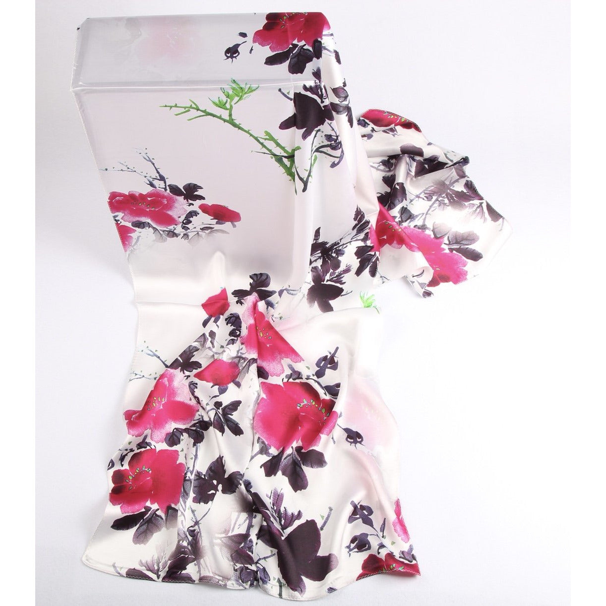 Vshine Silk and Shine Fashion Accessories|Silk Scarf Collecitons|Blossom Range|Water Paint|Red|Long Silk Scarf