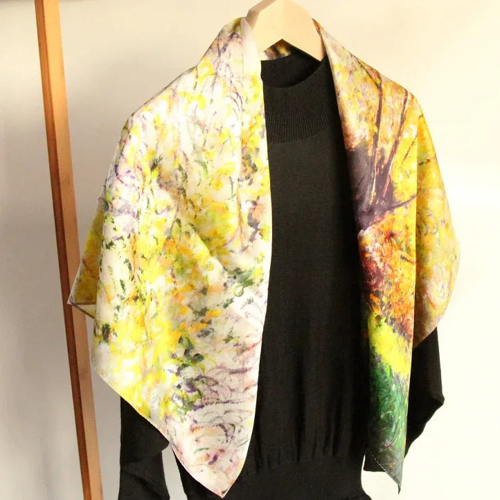 Oil Paint Silk Scarf| Willows of Vetheuil - Vshine Silk and Shine 