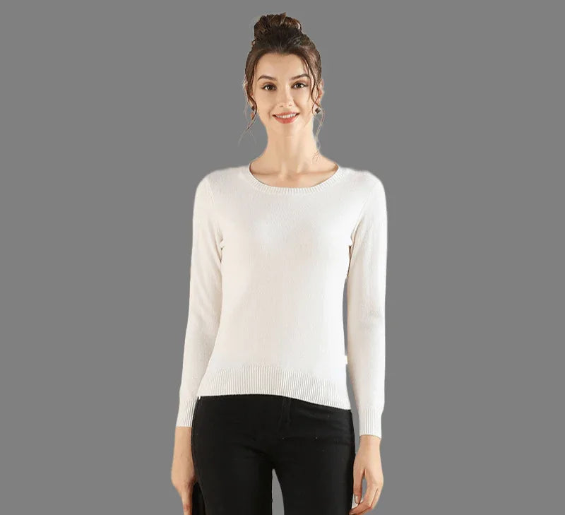 Pure Cashmere Crew Neck Jumper - Vshine Silk and Shine 