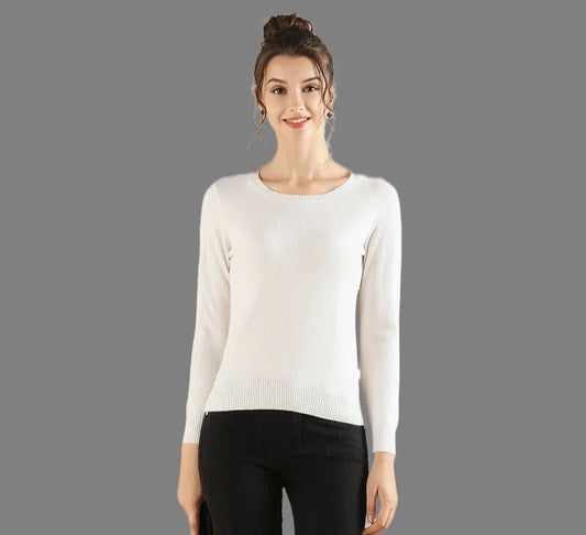 Pure Cashmere Crew Neck Jumper - Vshine Silk and Shine 