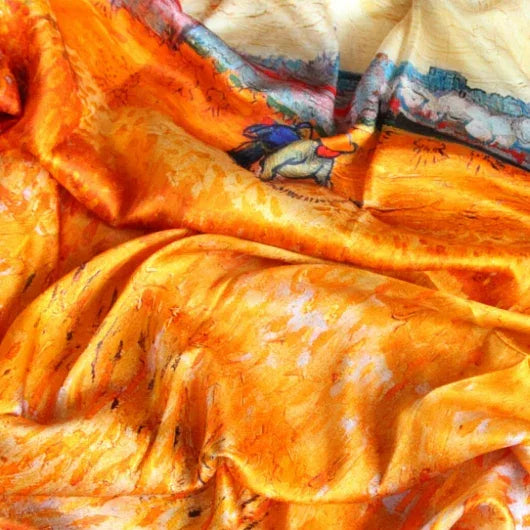 Oil Paint Silk Scarf| Arles View from the Wheat Fields - Vshine Silk and Shine 