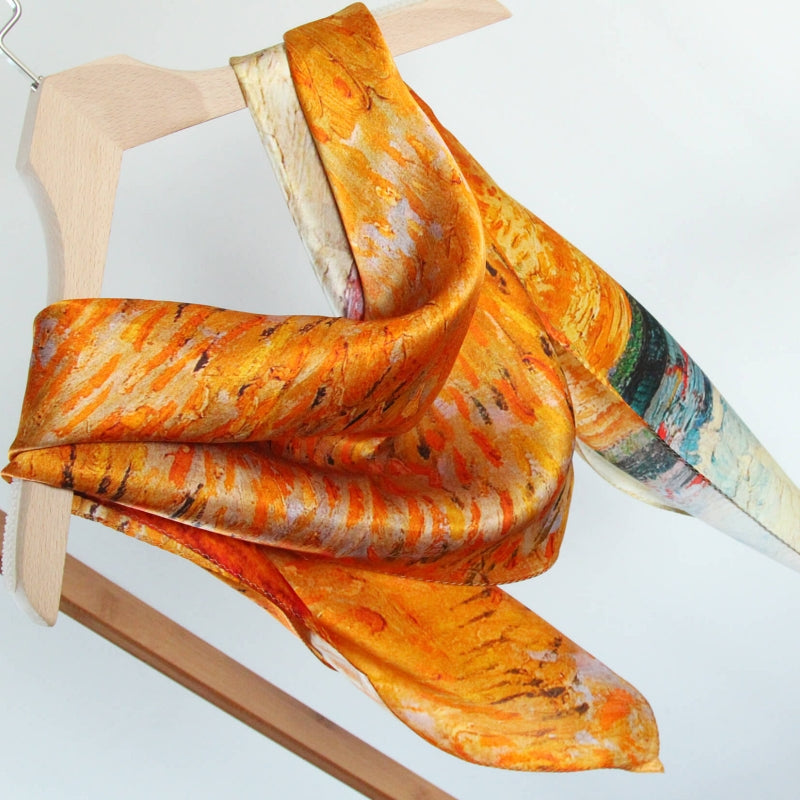 Oil Paint Silk Scarf| Arles View from the Wheat Fields - Vshine Silk and Shine 