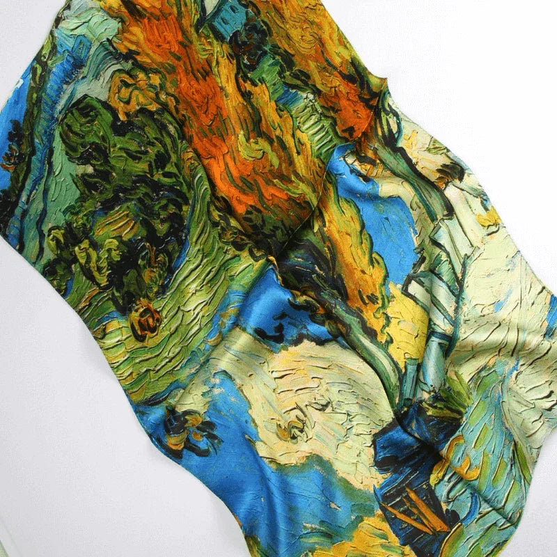 Silk Scarf Collections|Blossom Range|Autumn Design|Golden|Long Silk Scarf - Vshine Silk and Shine 