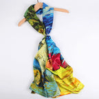 Silk Scarf Collections|Blossom Range|Autumn Design|Golden|Long Silk Scarf - Vshine Silk and Shine 