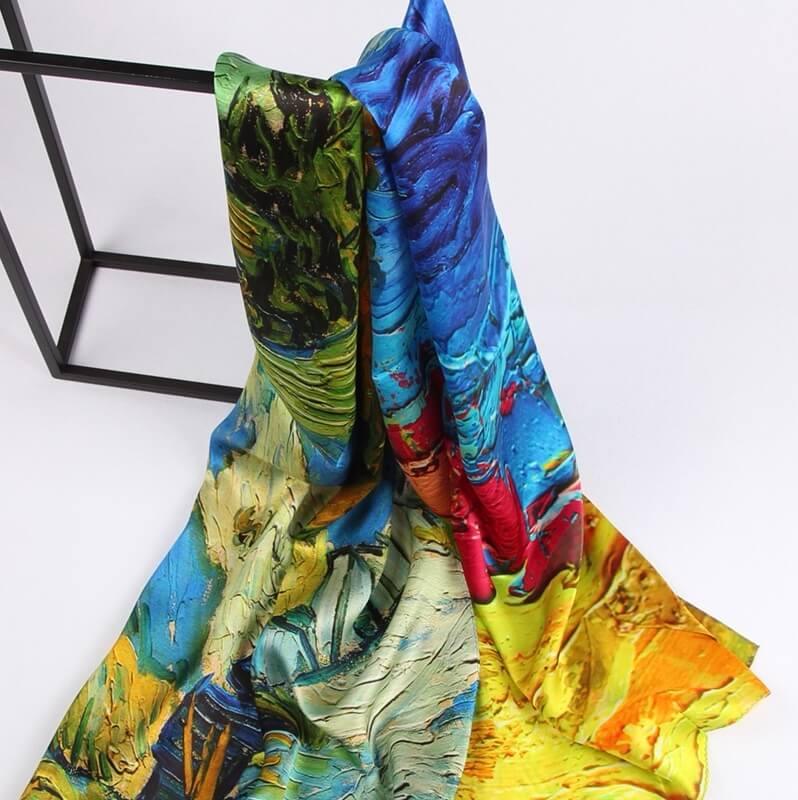 Silk Scarf Collections|Blossom Range|Autumn Design|Golden|Long Silk Scarf - Vshine Silk and Shine 