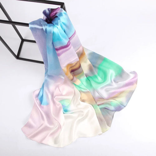 Silk Scarf Collecitons|Blossom Range|Rainbow Pastel Design|Long Silk Scarf - Vshine Silk and Shine 