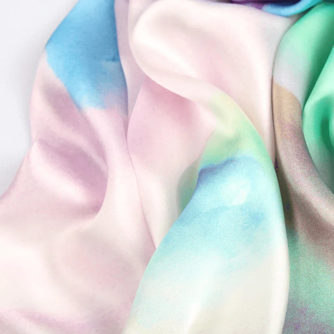 Silk Scarf Collecitons|Blossom Range|Rainbow Pastel Design|Long Silk Scarf - Vshine Silk and Shine 