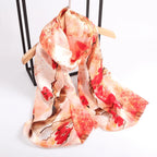 Silk Scarf Collections|Blossom Range|Cherry Blossom Design|Red|Long Silk Scarf - Vshine Silk and Shine 