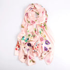 Silk Scarf Collections|Blossom Range|Garden Bliss|Cream|Long Silk Scarf - Vshine Silk and Shine 