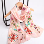 Silk Scarf Collections|Blossom Range|Garden Bliss|Cream|Long Silk Scarf - Vshine Silk and Shine 