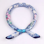 Small Square Silk Scarf|Versatile|Rose Blue Pink - Vshine Silk and Shine 