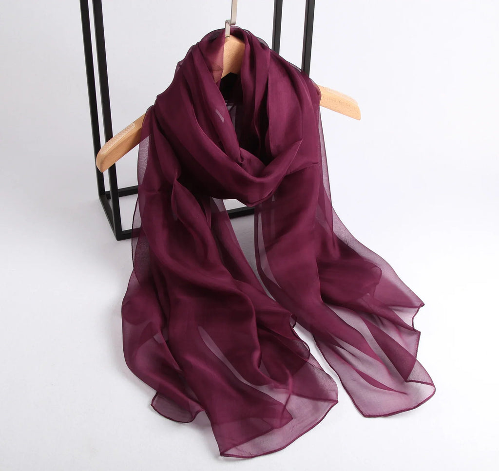 Rainbow Range| Large Silk Scarf Maroon - Vshine Silk and Shine 