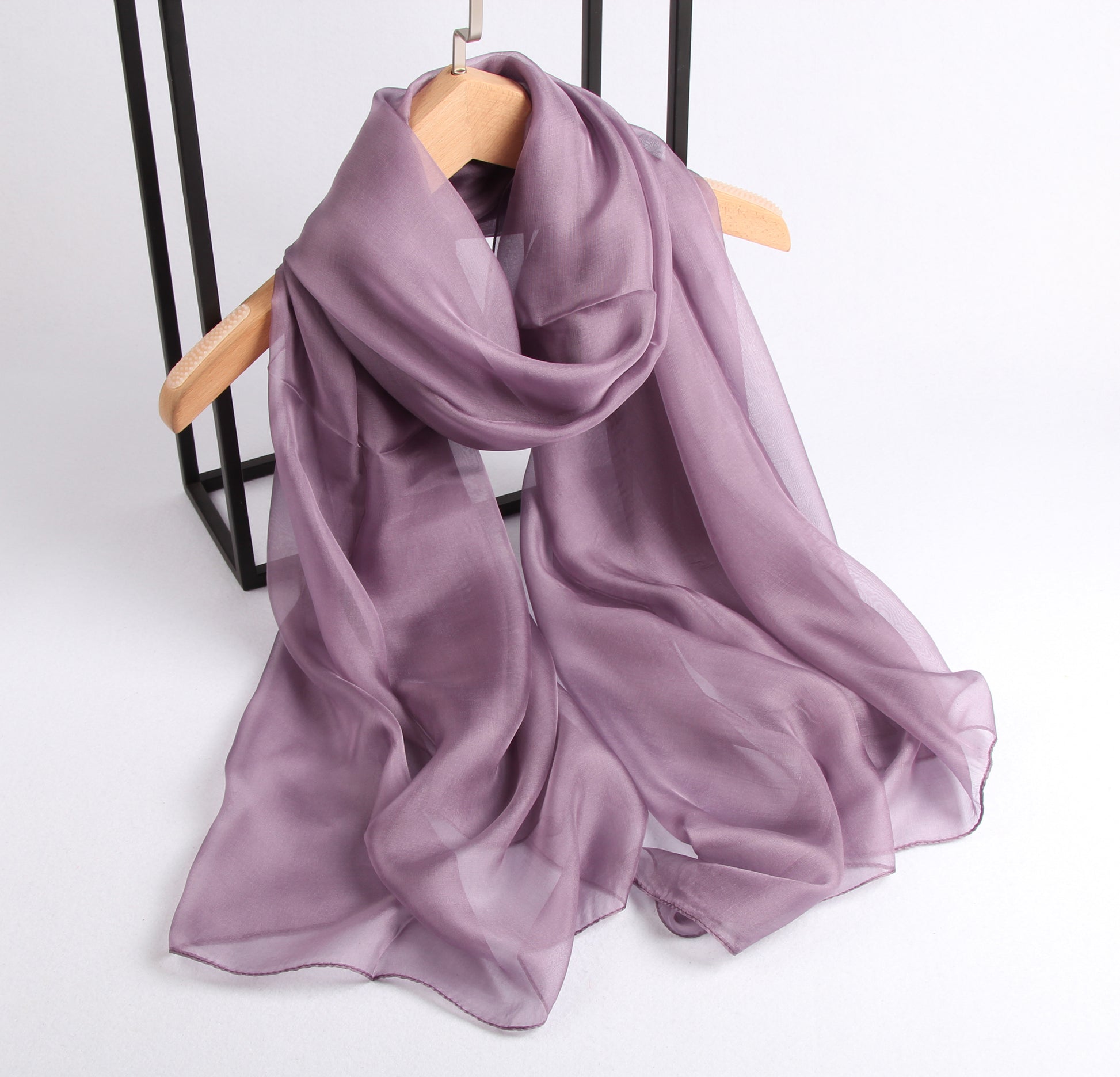 Large Silk Scarf Dark Lilac - Vshine Silk and Shine Fashion Accessories