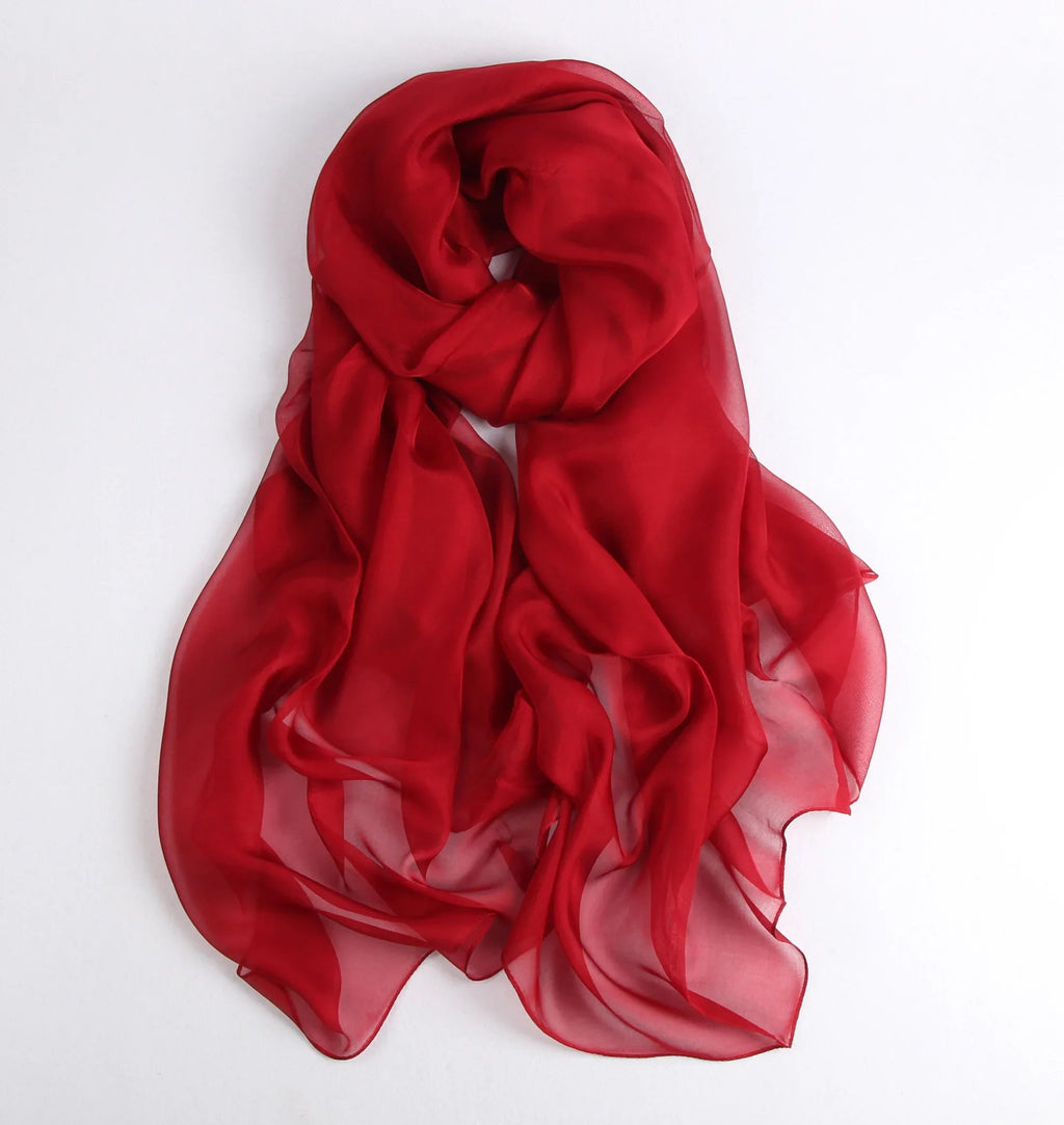 Rainbow Range| Large Silk Scarf Dark Red - Vshine Silk and Shine 