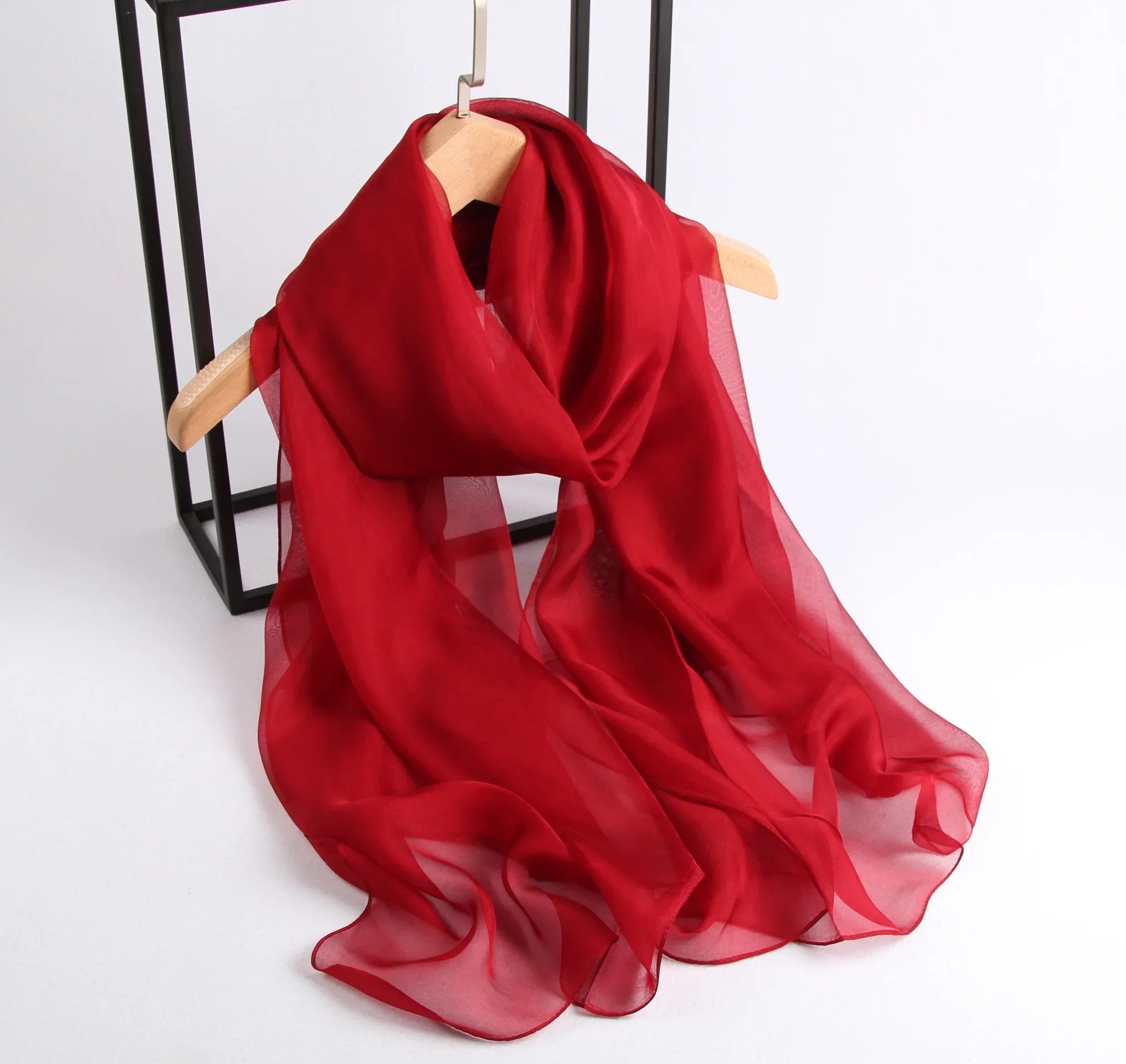 Rainbow Range| Large Silk Scarf Dark Red - Vshine Silk and Shine 