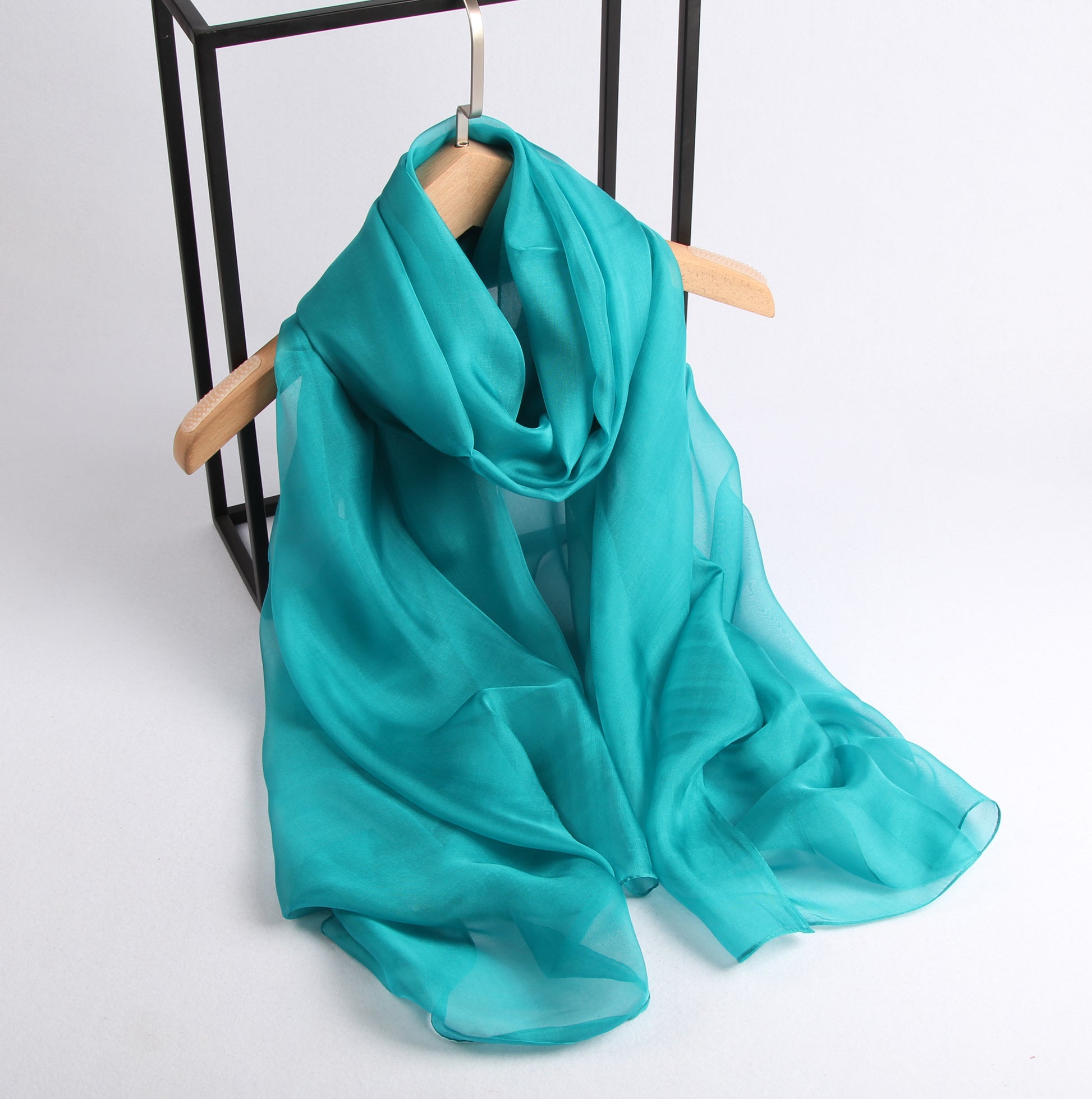 Large Silk Scarf Turquoise - Vshine Silk and Shine Fashion Accessories