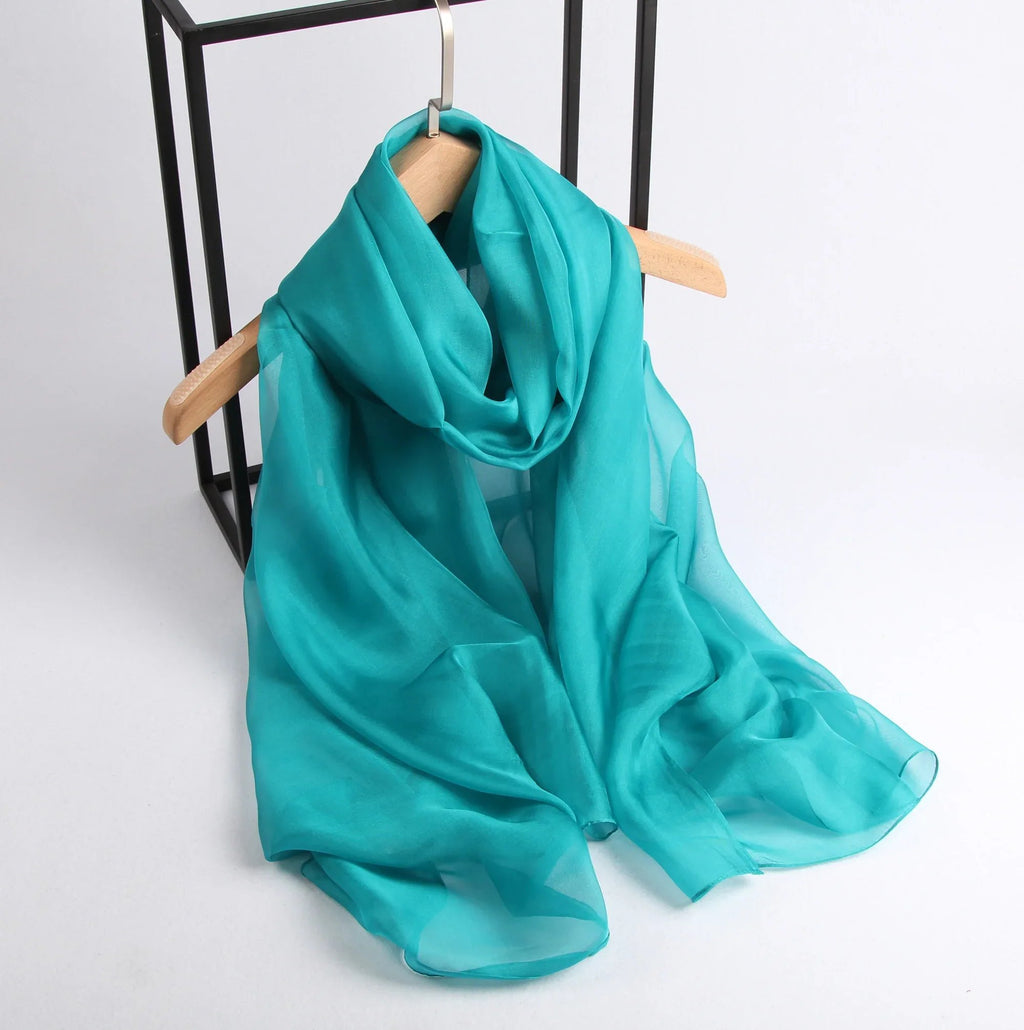 Rainbow Range| Large Silk Scarf Turquoise - Vshine Silk and Shine 