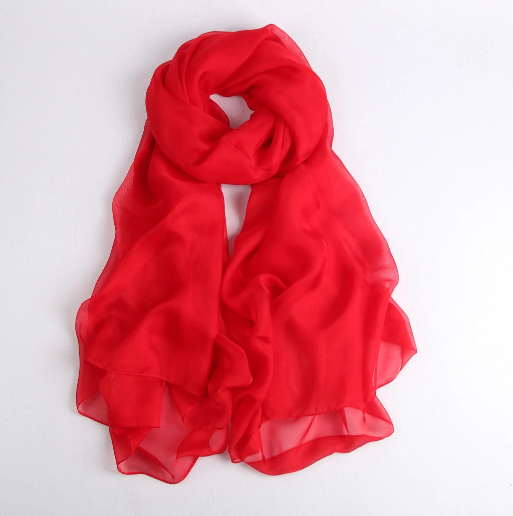 Rainbow Range| Large Silk Scarf Red - Vshine Silk and Shine 