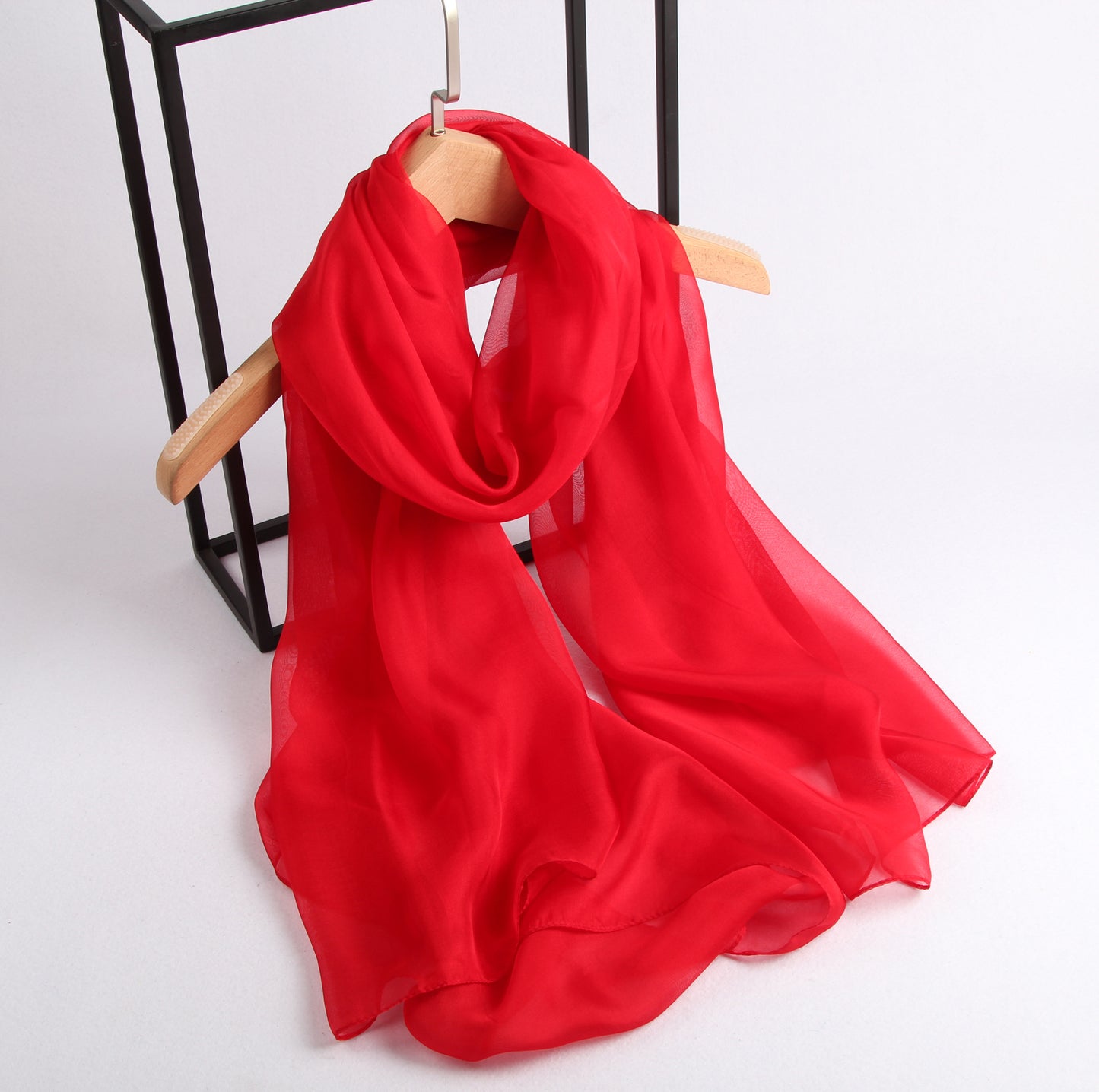 Large Silk Scarf Red - Vshine Silk and Shine Fashion Accessories