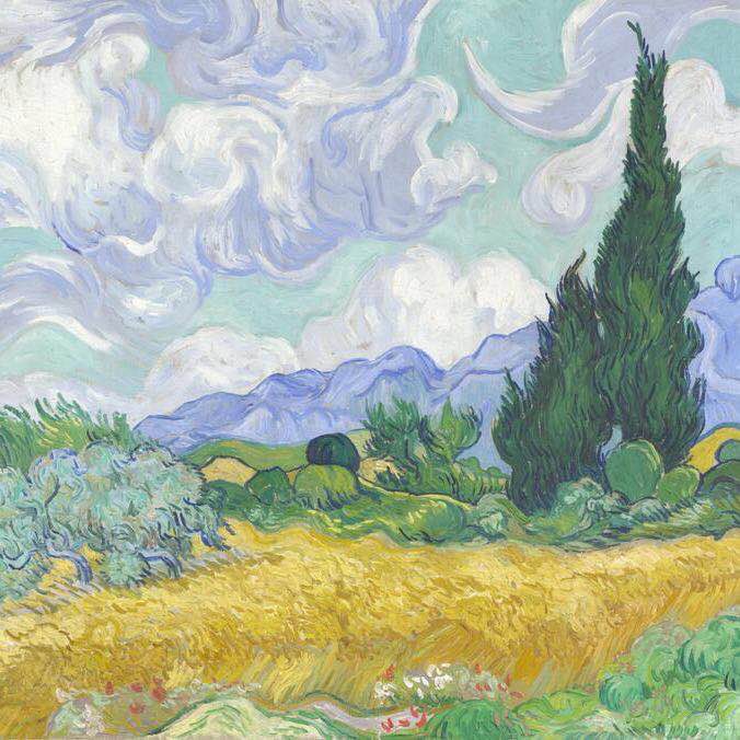 Oil Paint A Wheatfield with Cypresses - Vshine Silk and Shine Fashion Accessories