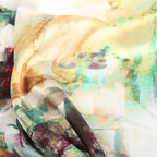 Silk Scarf Collections|Blossom Range|Impressionism Design|Beige|Long Silk Scarf - Vshine Silk and Shine 