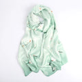 Silk Scarf Collections|Blossom Range| Magnolia Design|Green|Long Silk Scarf - Vshine Silk and Shine 