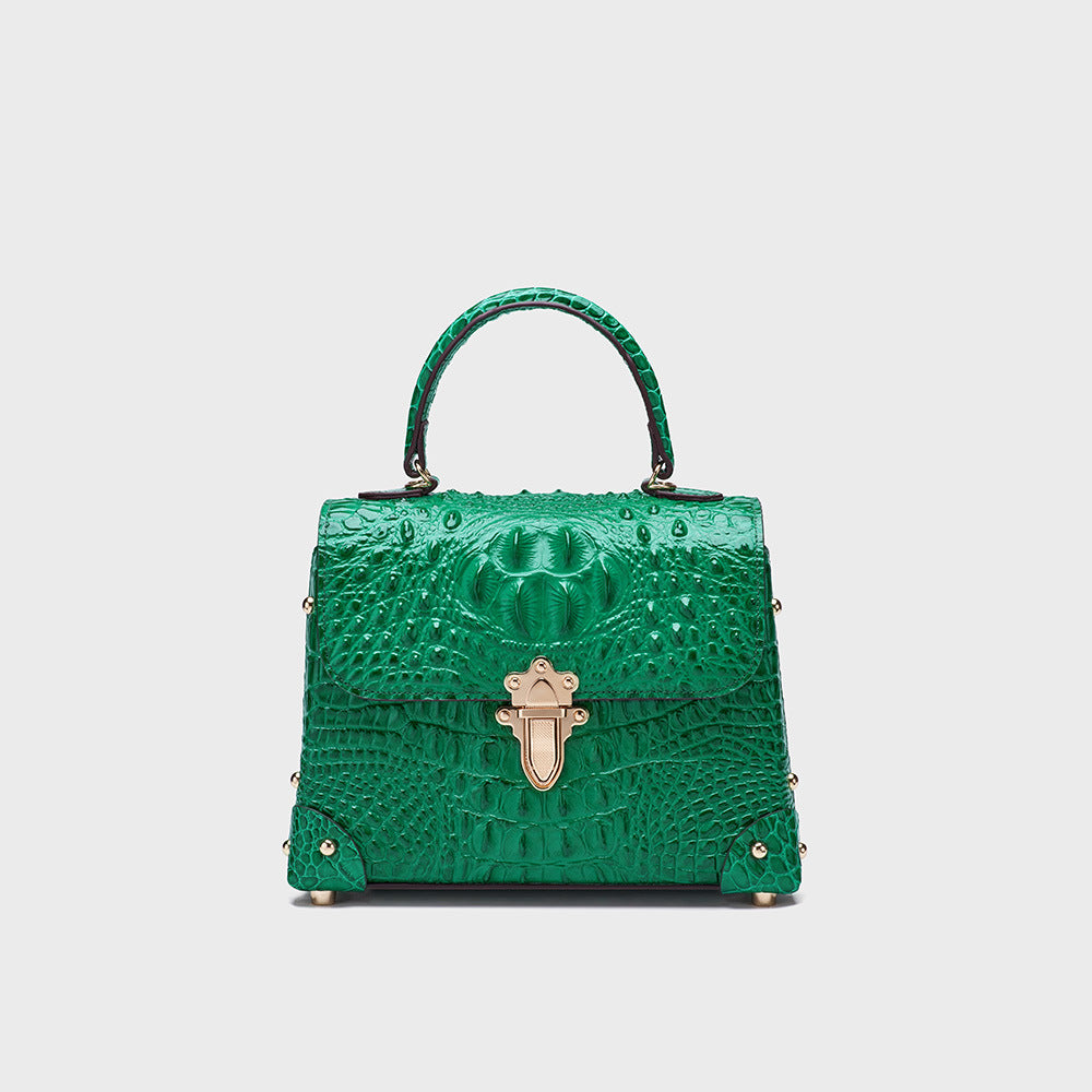 Vshine Silk and Shine Moc Cro Handbag Green