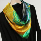 Oil Paint Silk Scarf| A Wheatfield with Cypresses - Vshine Silk and Shine 