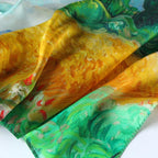 Oil Paint Silk Scarf| A Wheatfield with Cypresses - Vshine Silk and Shine 